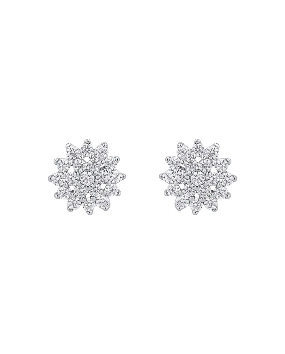 Pendientes de botón de plata de ley 925 y circonita cúbica - Amor - Plata Plata-3