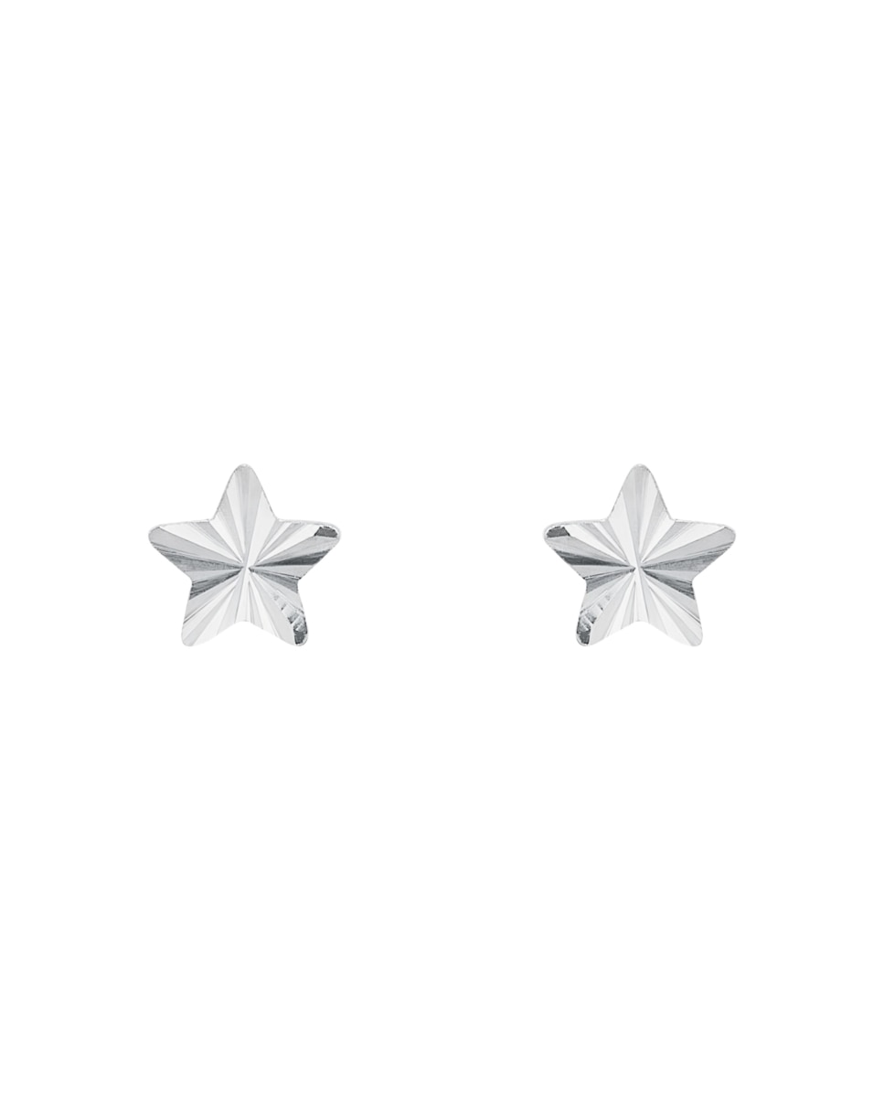 Pendientes de botón de plata de ley 925 con estrella - Amor - Plata Plata-3