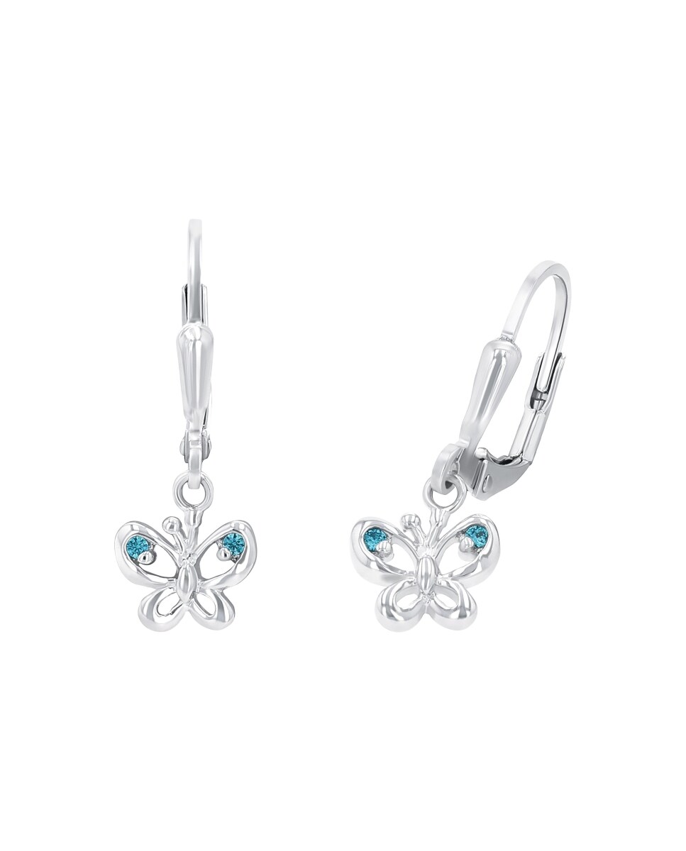 Pendiente Amor de plata 925 Mariposa Azul-2