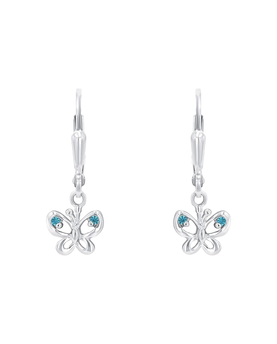Pendiente Amor de plata 925 Mariposa Azul-3