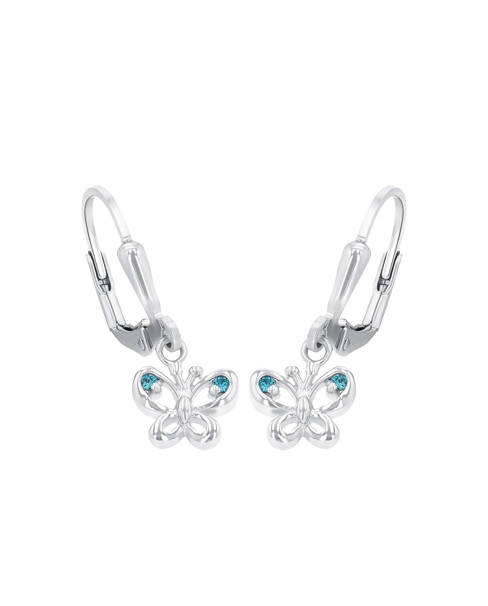 Pendiente Amor de plata 925 Mariposa Azul-4