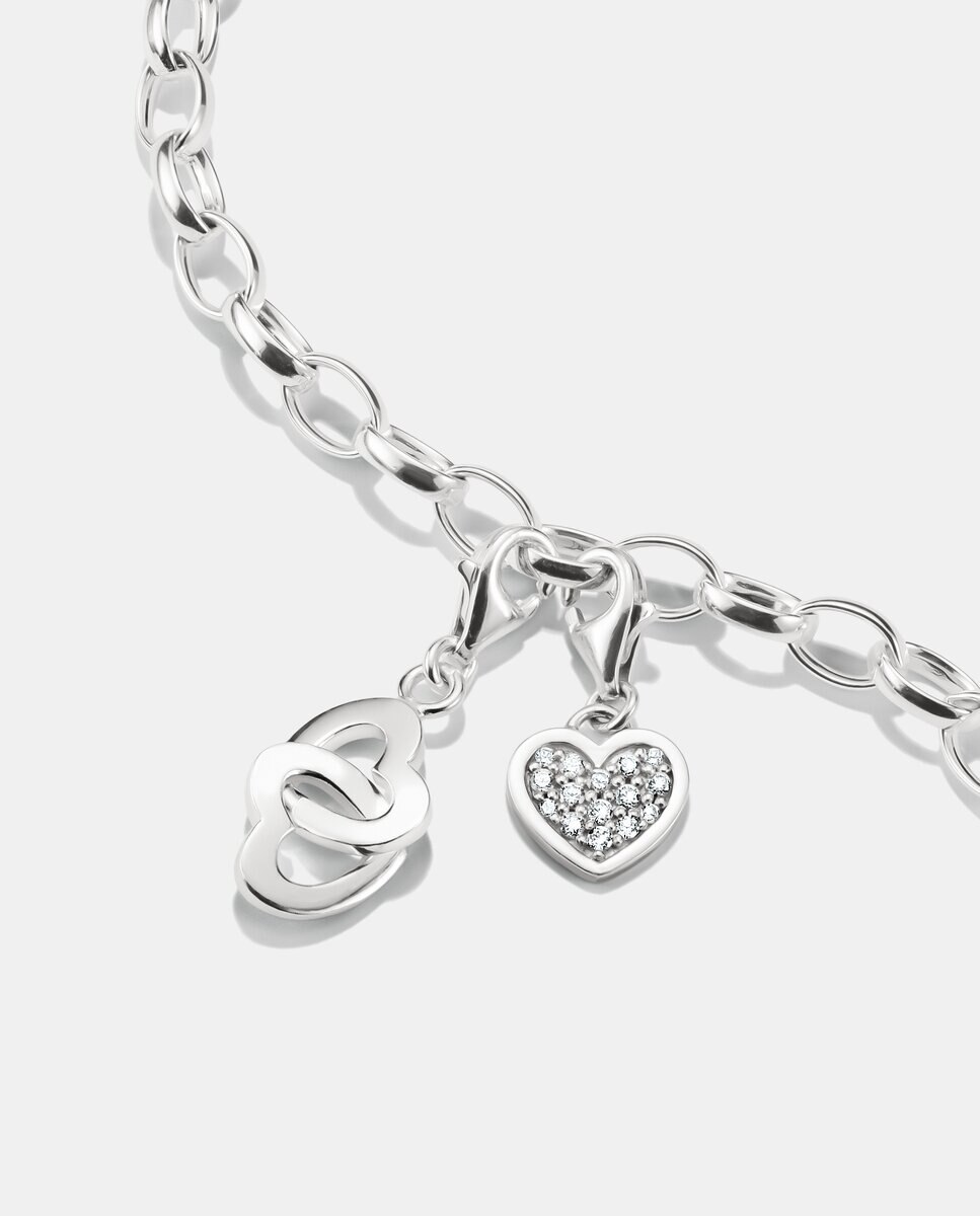 Colgante charm corazones - Plata Plata-2