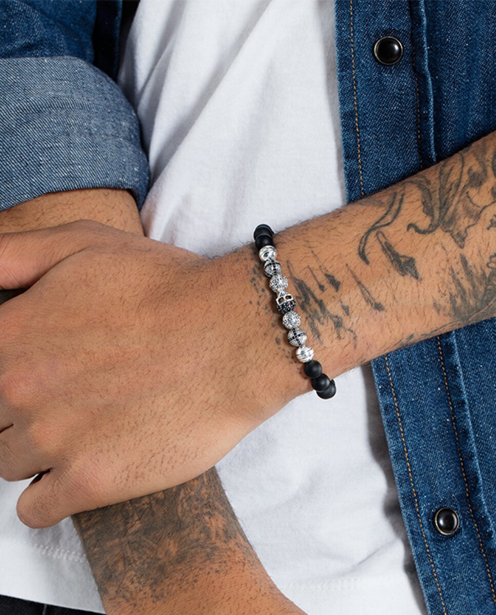 Pulsera beads calavera - Negro Negro-2