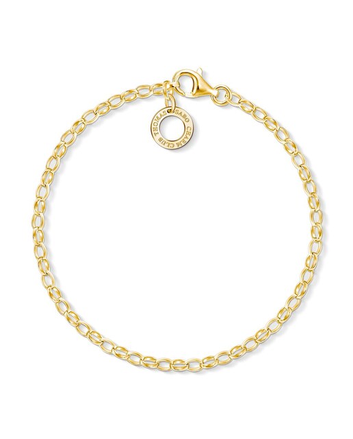 Imagen 0 de Pulsera charm de plata bañada en oro de 18k
