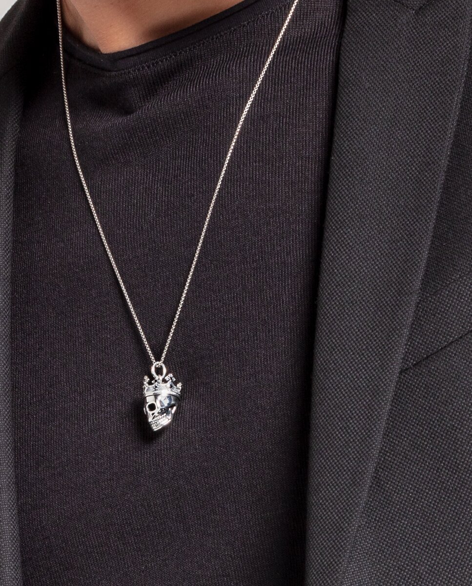 Colgante calavera corona - Plata Plata-3