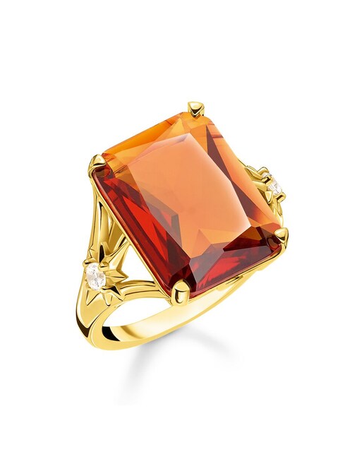 Thomas Sabo – Anillo Con Piedra Circonita, Plateado Bañado En