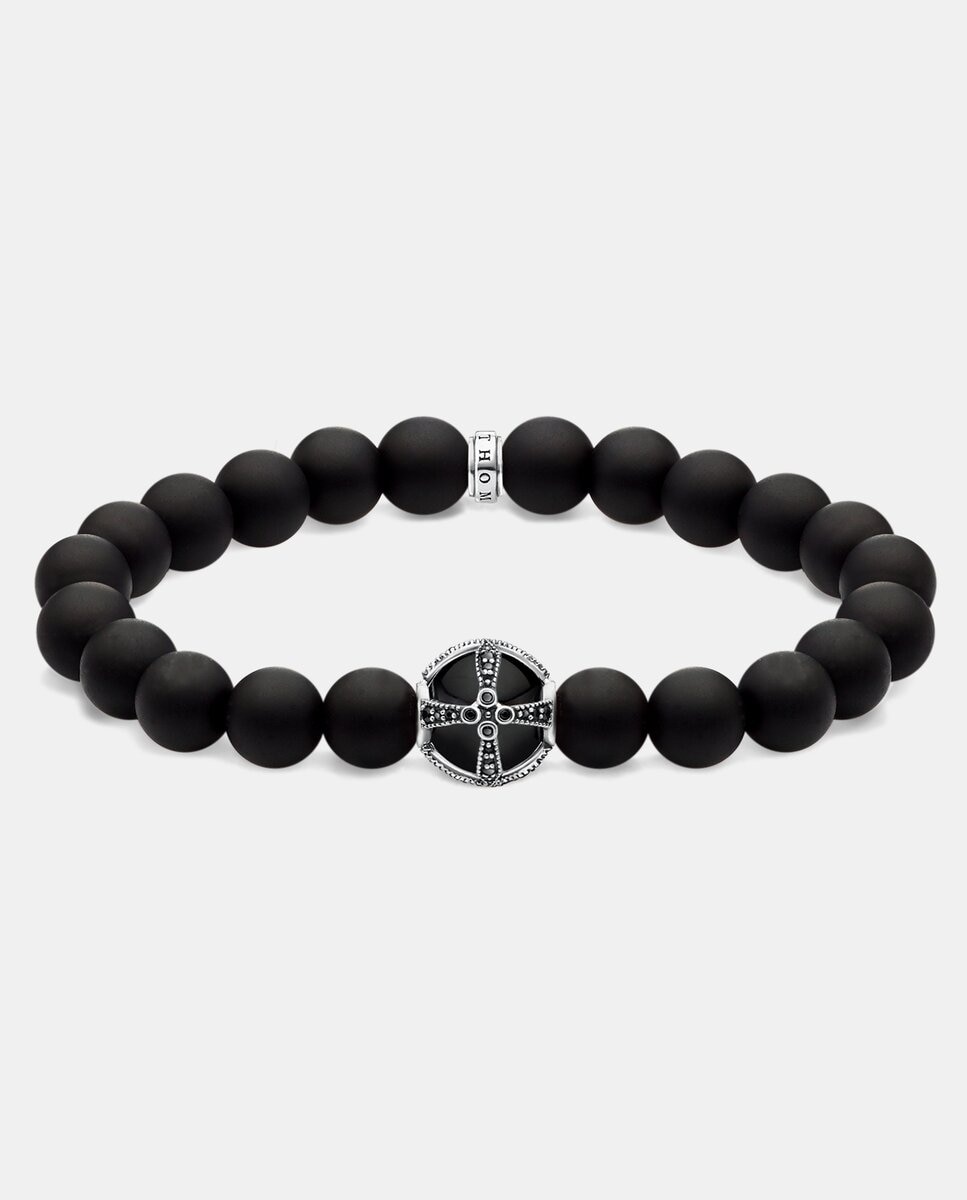 Pulsera de hombre cruz negra de plata - Negro Negro-1