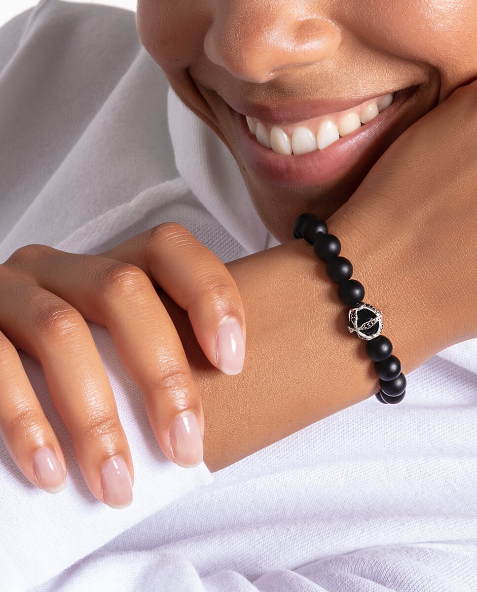Pulsera de hombre cruz negra de plata - Negro Negro-2