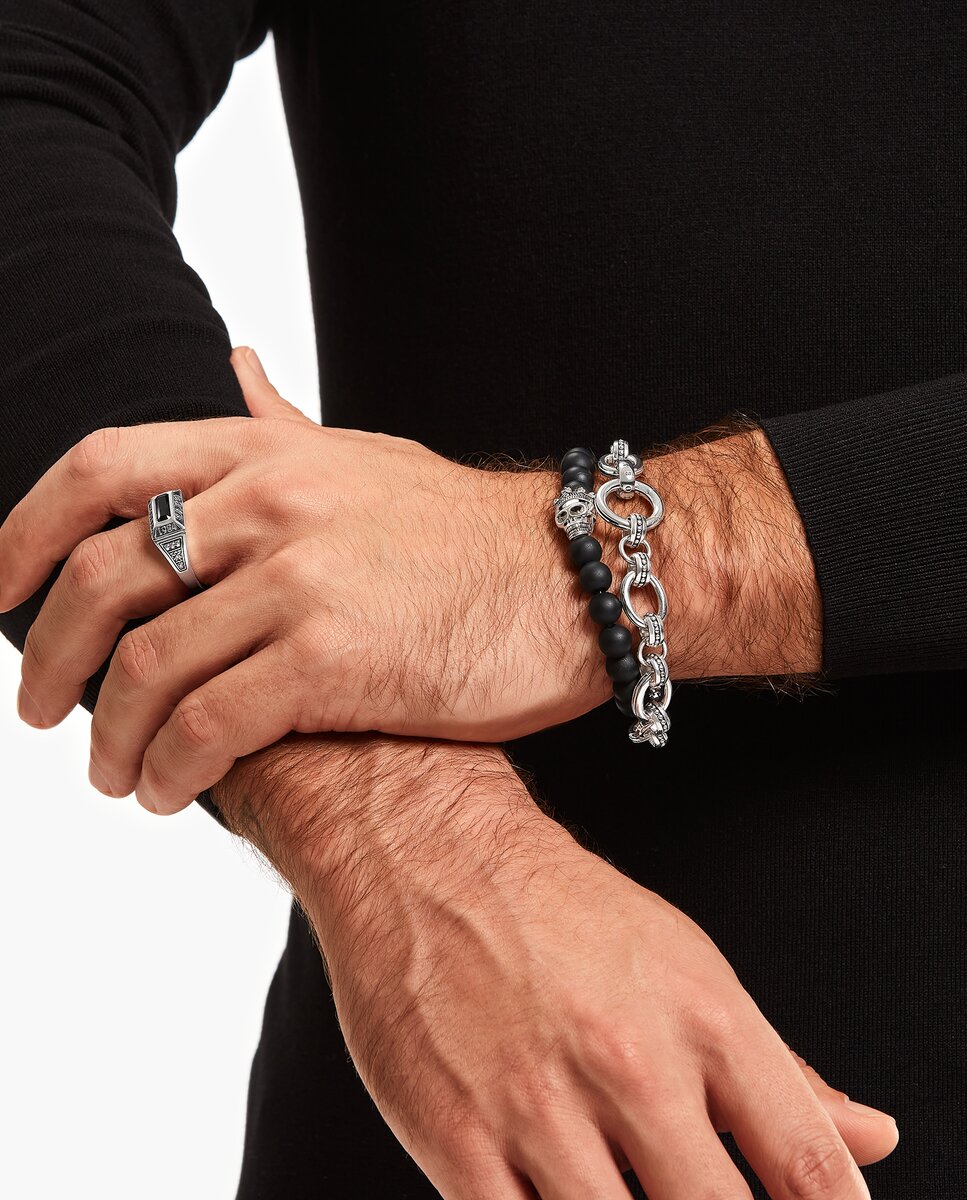Pulsera calavera de rey - Negro Negro-3