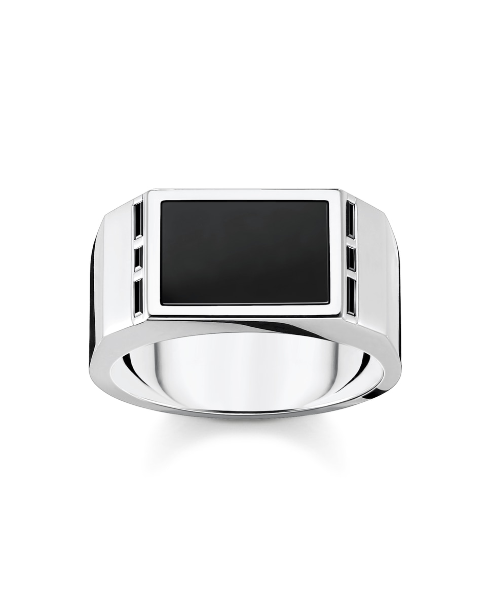 Anillo de hombre de plata rectangular con ónix · Thomas Sabo · El