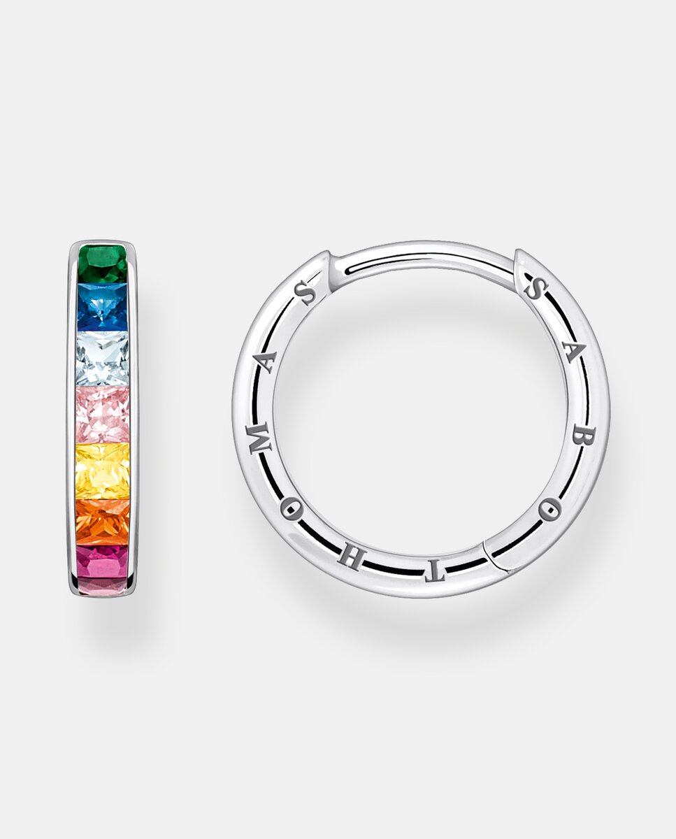 Imagen 0 de Aros con piedras colores pavé plata Plata