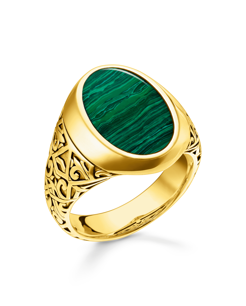 Anillo de plata bañada en oro de 18k color - Thomas Sabo - Verde Verde-1