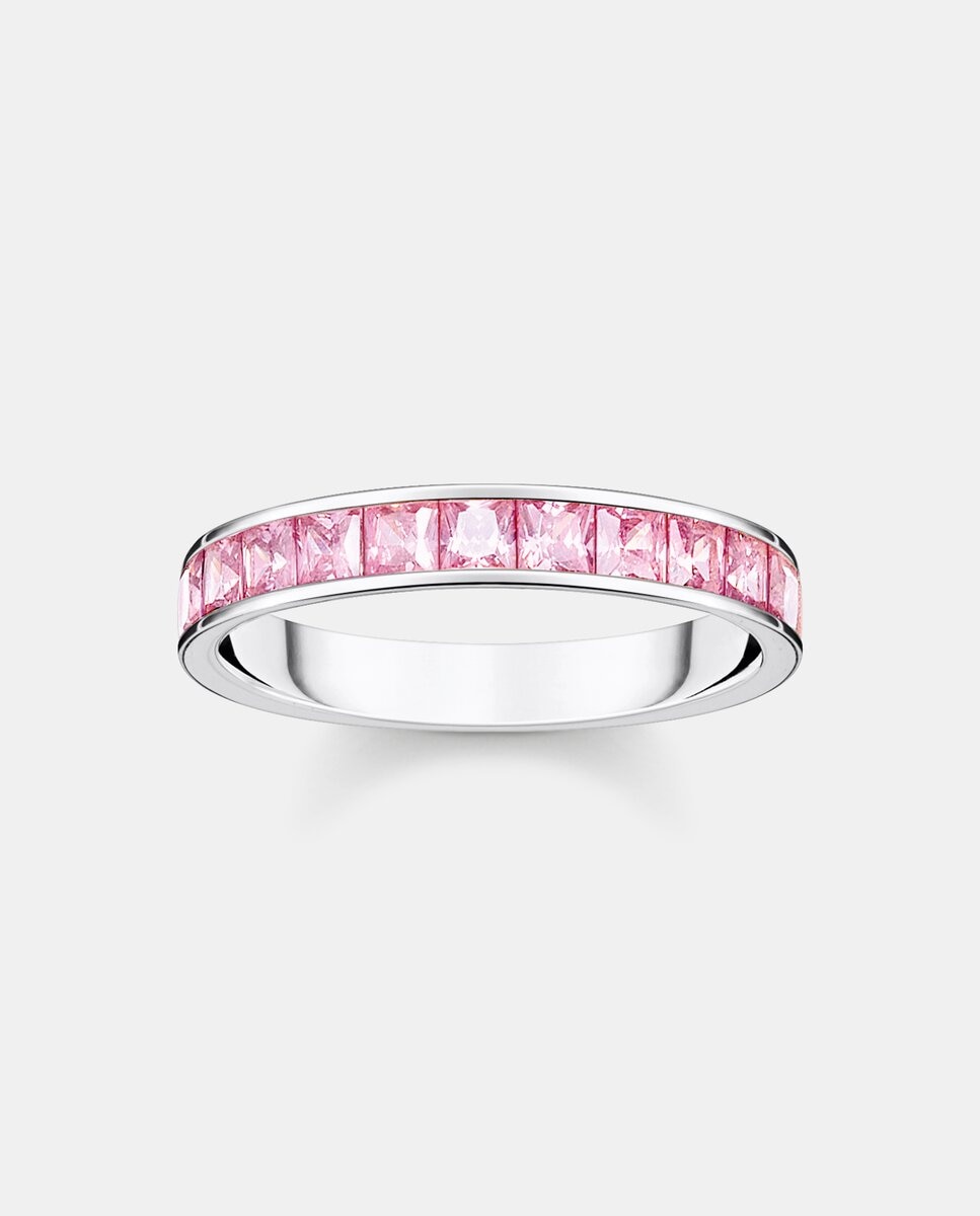 Anillo con piedras rosas pavé - Thomas Sabo - Plata Plata-1