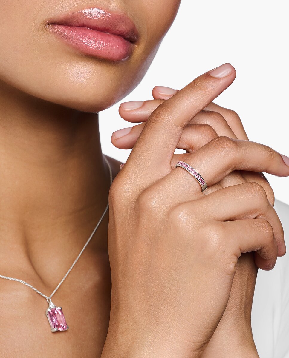 Anillo con piedras rosas pavé - Thomas Sabo - Plata Plata-2