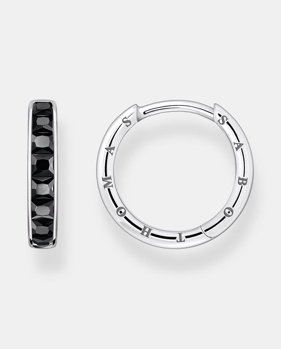 Imagen 0 de Aros con piedras negras pavé plata Plata