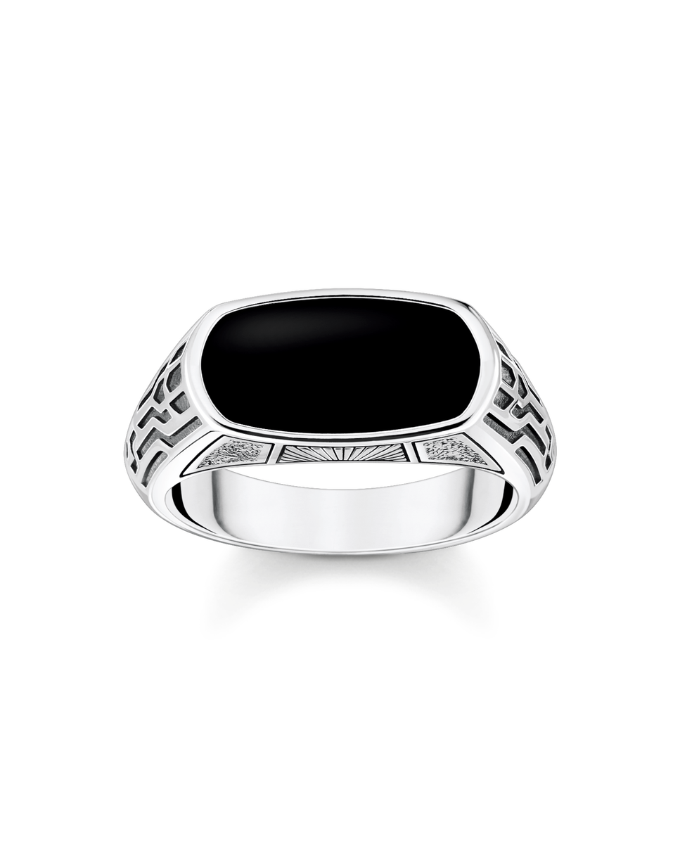 Anillo de plata con ónix negro 10 Negro