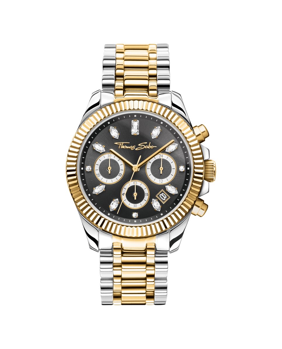 Imagen 1 de Reloj de mujer Divine Chrono de acero bicolor con esfera negra - Thomas Sabo - Plata Plata