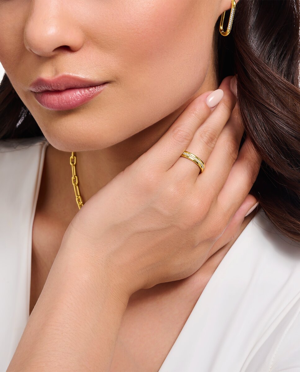 Anillo de banda con circonitas blancas baño de - Thomas Sabo - Oro Oro-2
