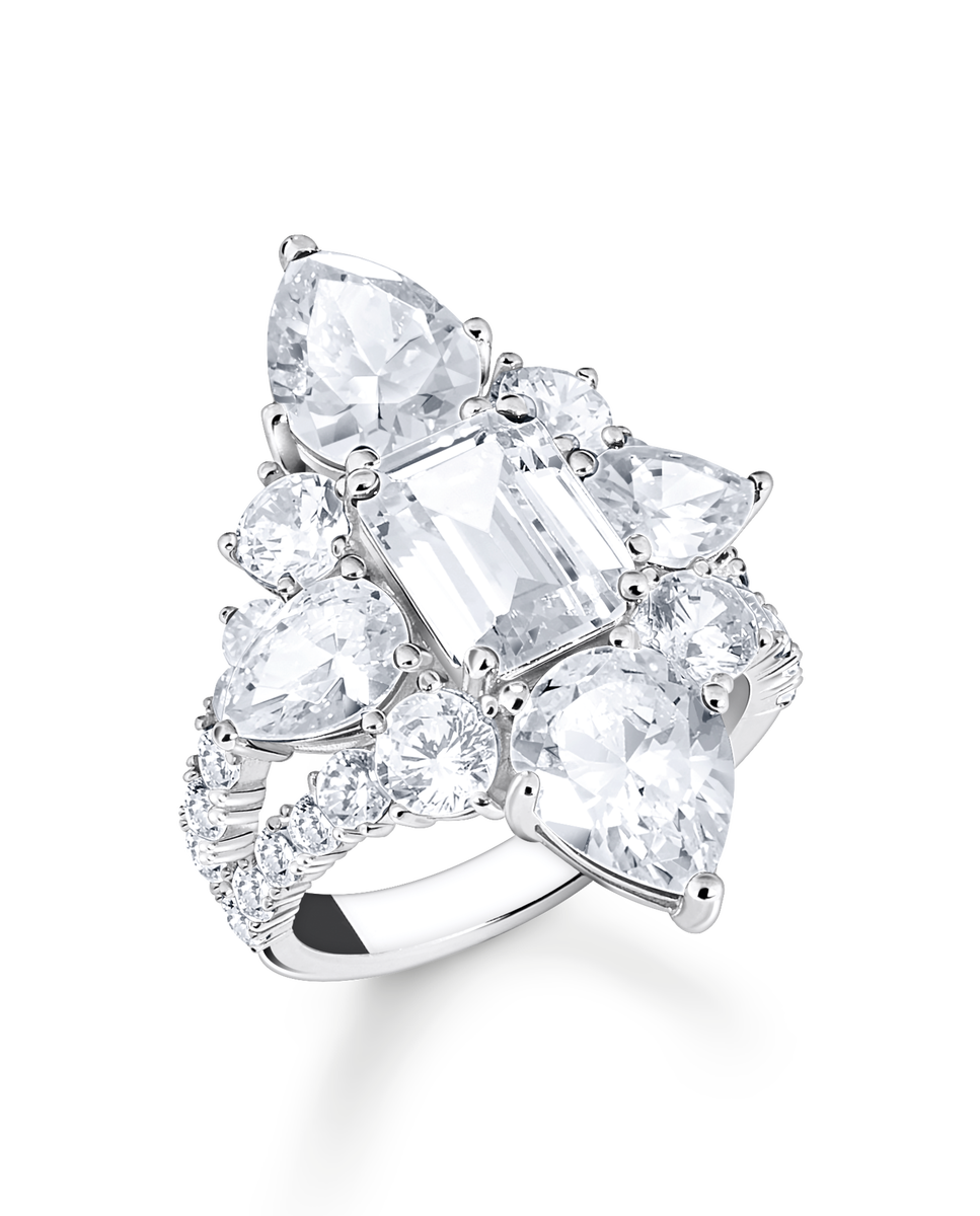 Anillo de cóctel glamuroso con circonitas blancas plata - Thomas Sabo - Blanco Blanco-1