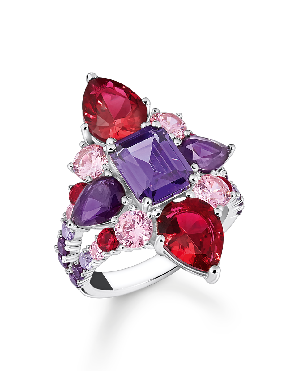 Anillo de cóctel glamuroso con piedras de colores plata - Thomas Sabo - Multicolor Multicolor-1