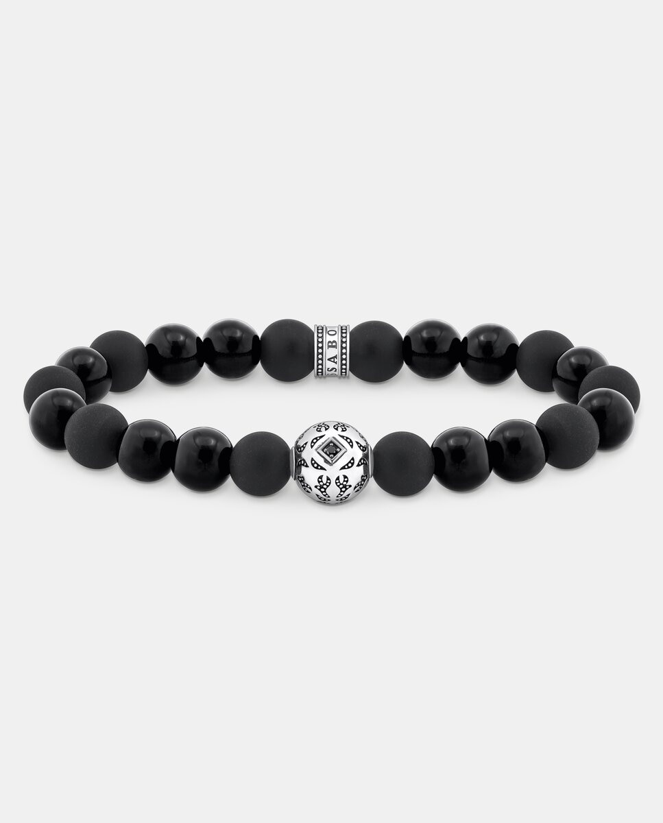 Pulsera de cuentas de obsidiana y plata ennegrecida - Thomas Sabo - Negro Negro-1