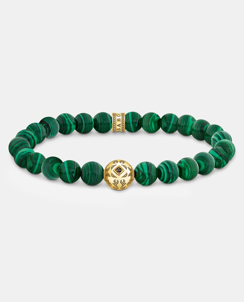 Imagen 0 de Pulsera de cuentas verdes con baño de oro Verde