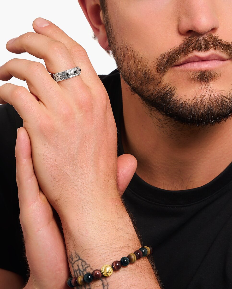 Silver blackend band ring with rhombus pattern and zirconia - Thomas Sabo - Plata Plata-3