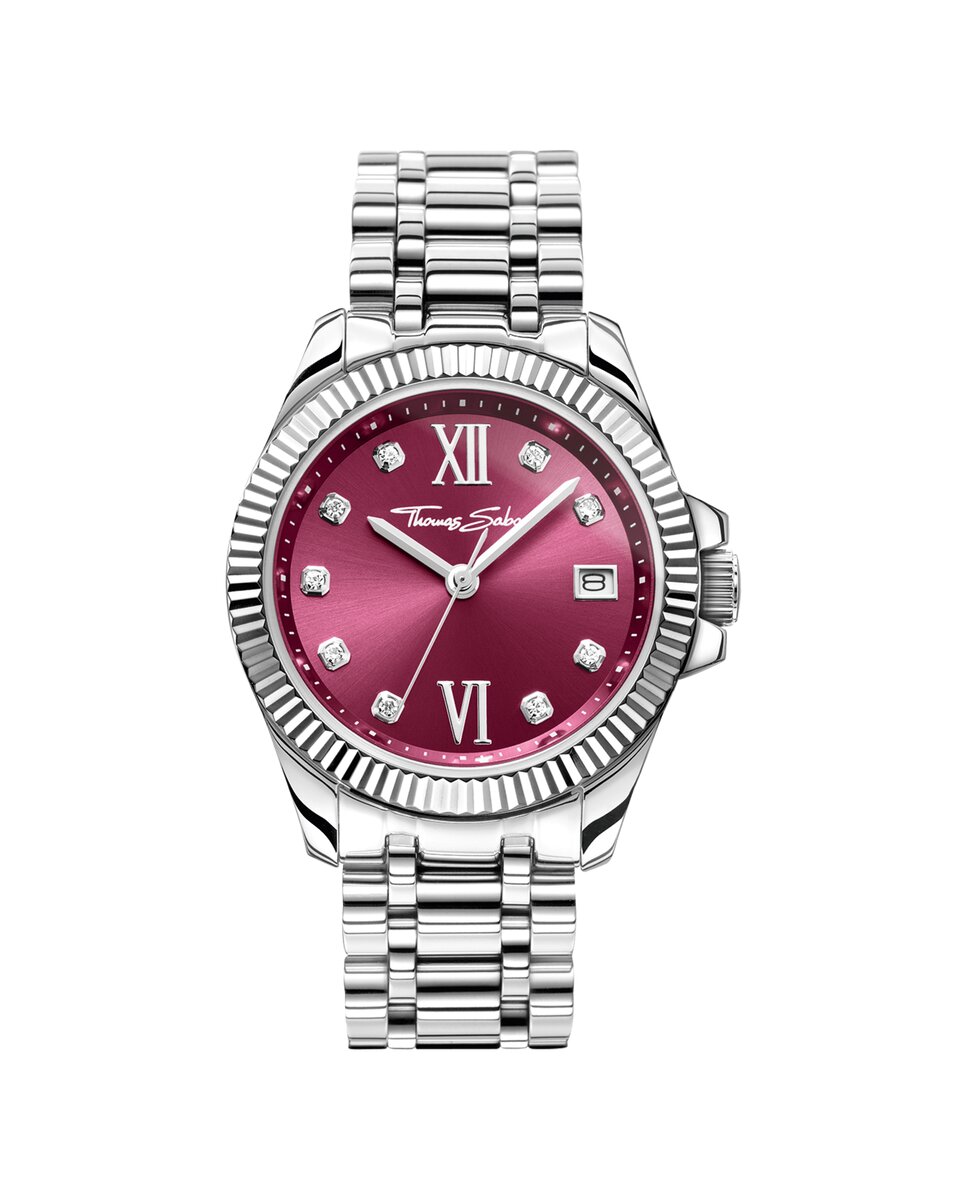 Imagen 1 de Reloj de mujer Divine Burgundy con esfera roja y piedras blancas - Thomas Sabo - Plata Plata