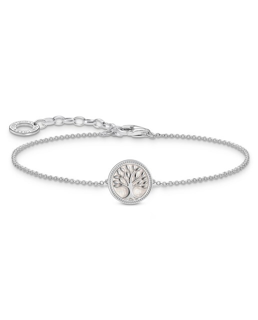 Imagen 0 de Pulsera de plata con colgante del árbol de la vida y esmalte blanco