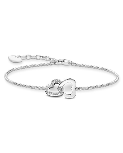 Imagen 0 de Pulsera de plata con corazones entrelazados