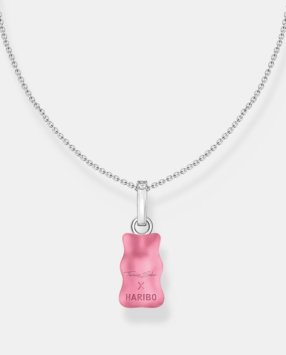 Cadena de plata con colgante de "osito de oro" haribo rosa y piedras de circonita - Thomas Sabo - Plata Plata-2