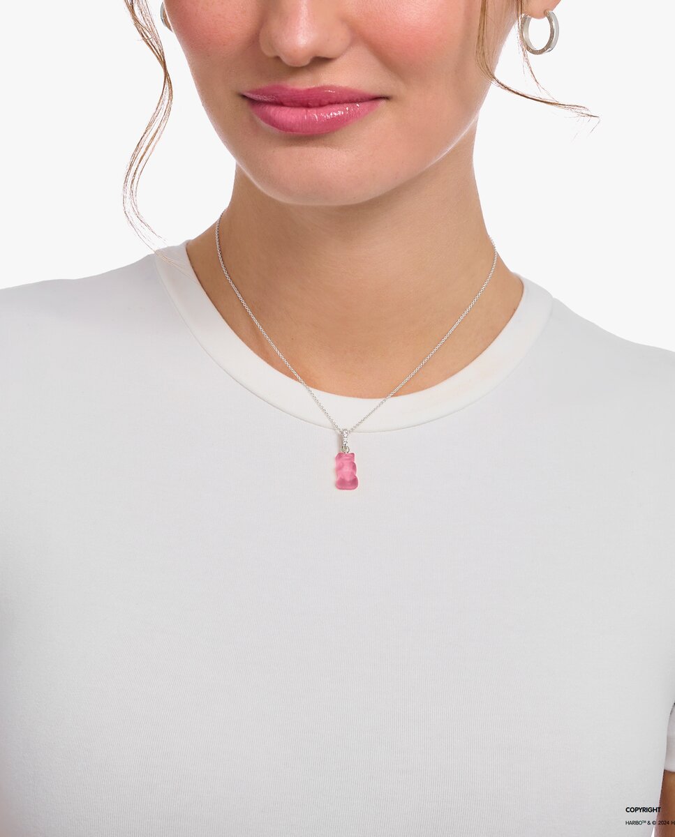 Cadena de plata con colgante de "osito de oro" haribo rosa y piedras de circonita - Thomas Sabo - Plata Plata-3