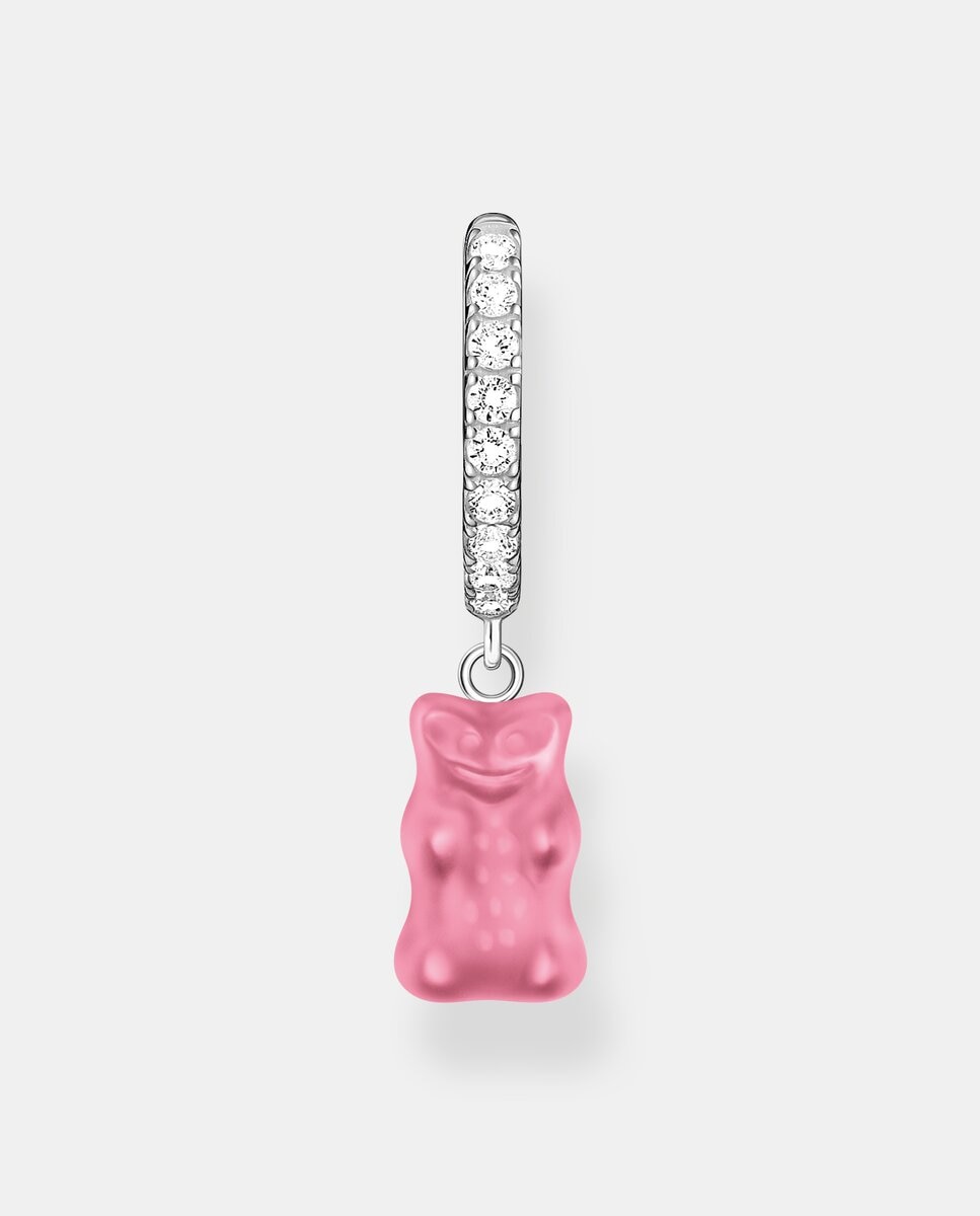 Aro individual de plata con colgante de "osito de oro" haribo rosa y piedras de circonita - Thomas Sabo - Plata Plata-1