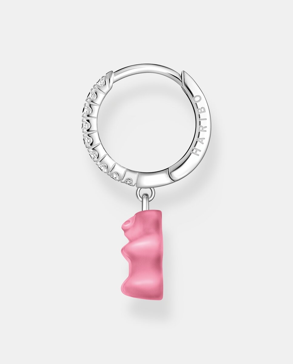 Aro individual de plata con colgante de "osito de oro" haribo rosa y piedras de circonita - Thomas Sabo - Plata Plata-2