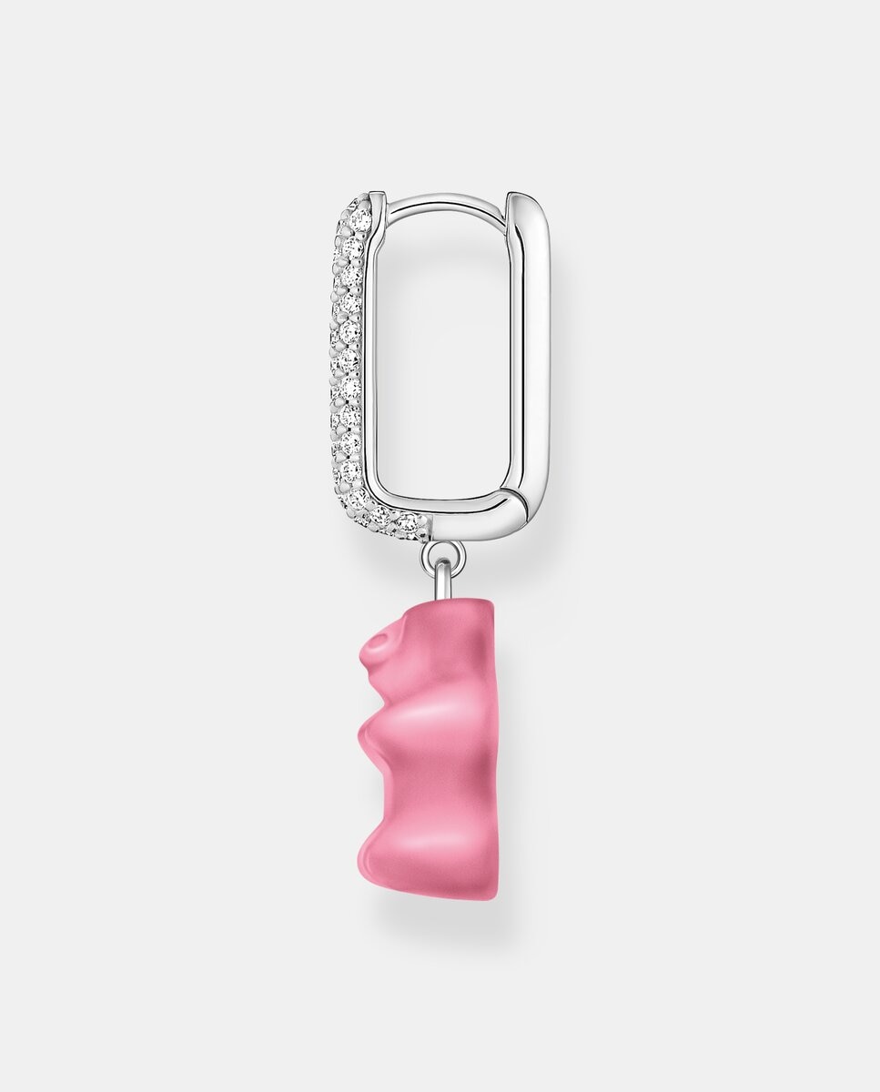 Aro individual de plata con colgante midi de "osito de oro" haribo rosa y piedras de circonita - Thomas Sabo - Plata Plata-2