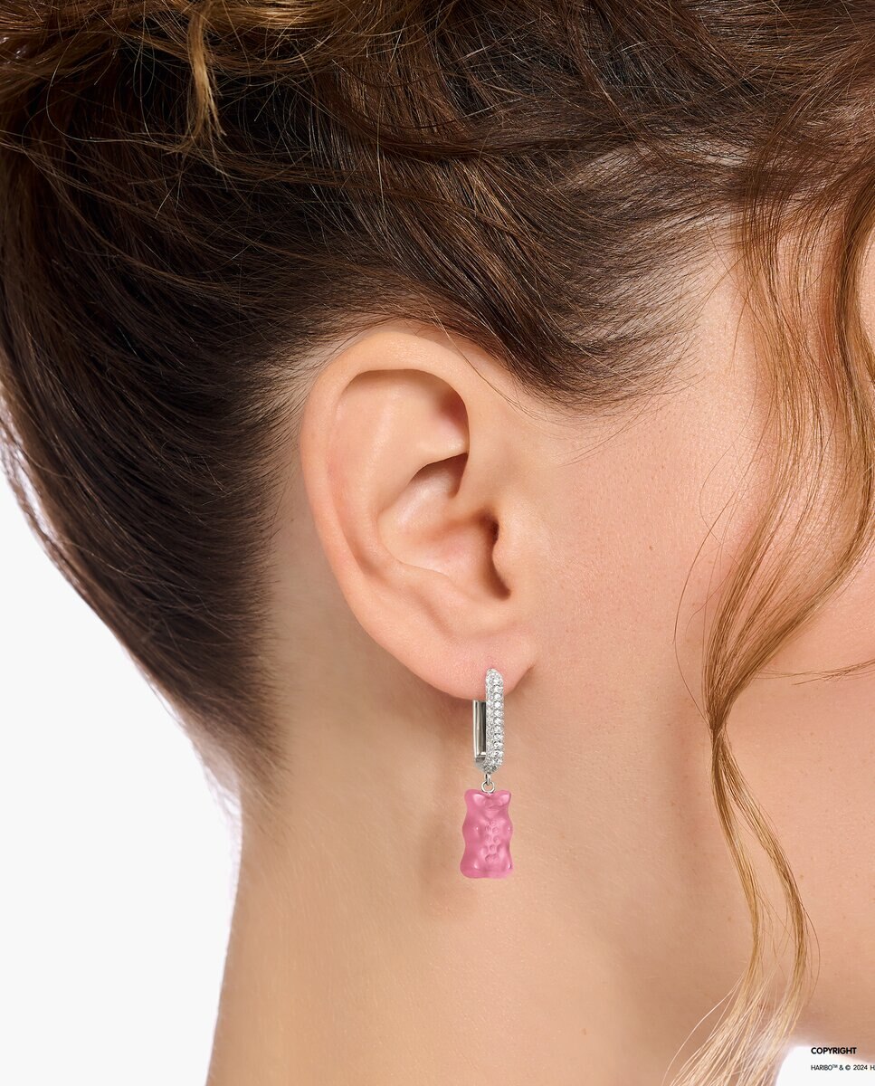 Aro individual de plata con colgante midi de "osito de oro" haribo rosa y piedras de circonita - Thomas Sabo - Plata Plata-3