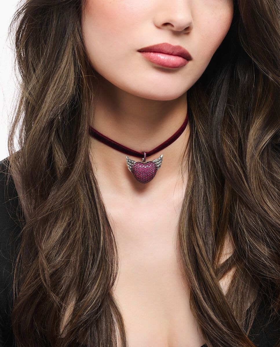 Gargantilla de terciopelo rojo Rojo-2