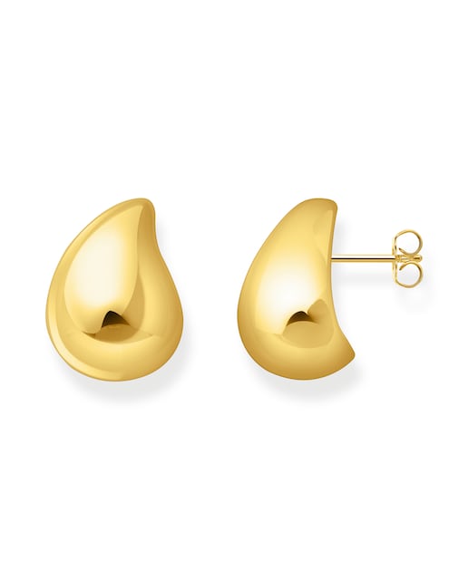 Imagen 0 de Pendientes chapados en oro en forma de gota orgánica