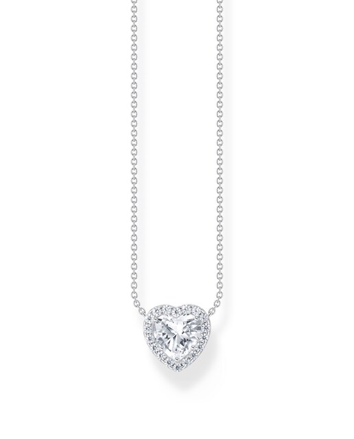 Imagen 0 de Cadena de plata con colgante halo en forma de corazón