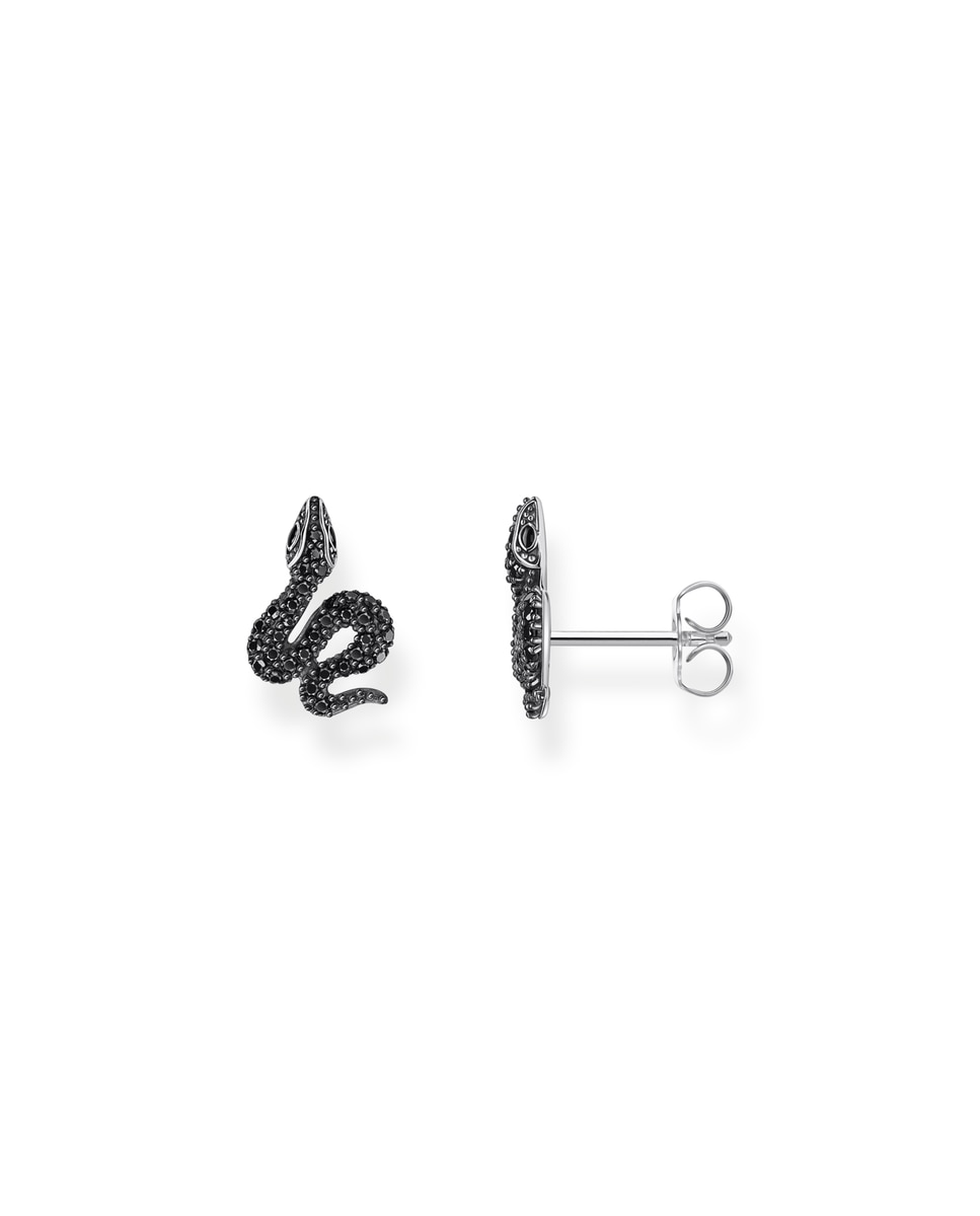 Pendientes pequeños de serpiente ennegrecida de plata con circonita negra - Thomas Sabo - Negro Negro-1