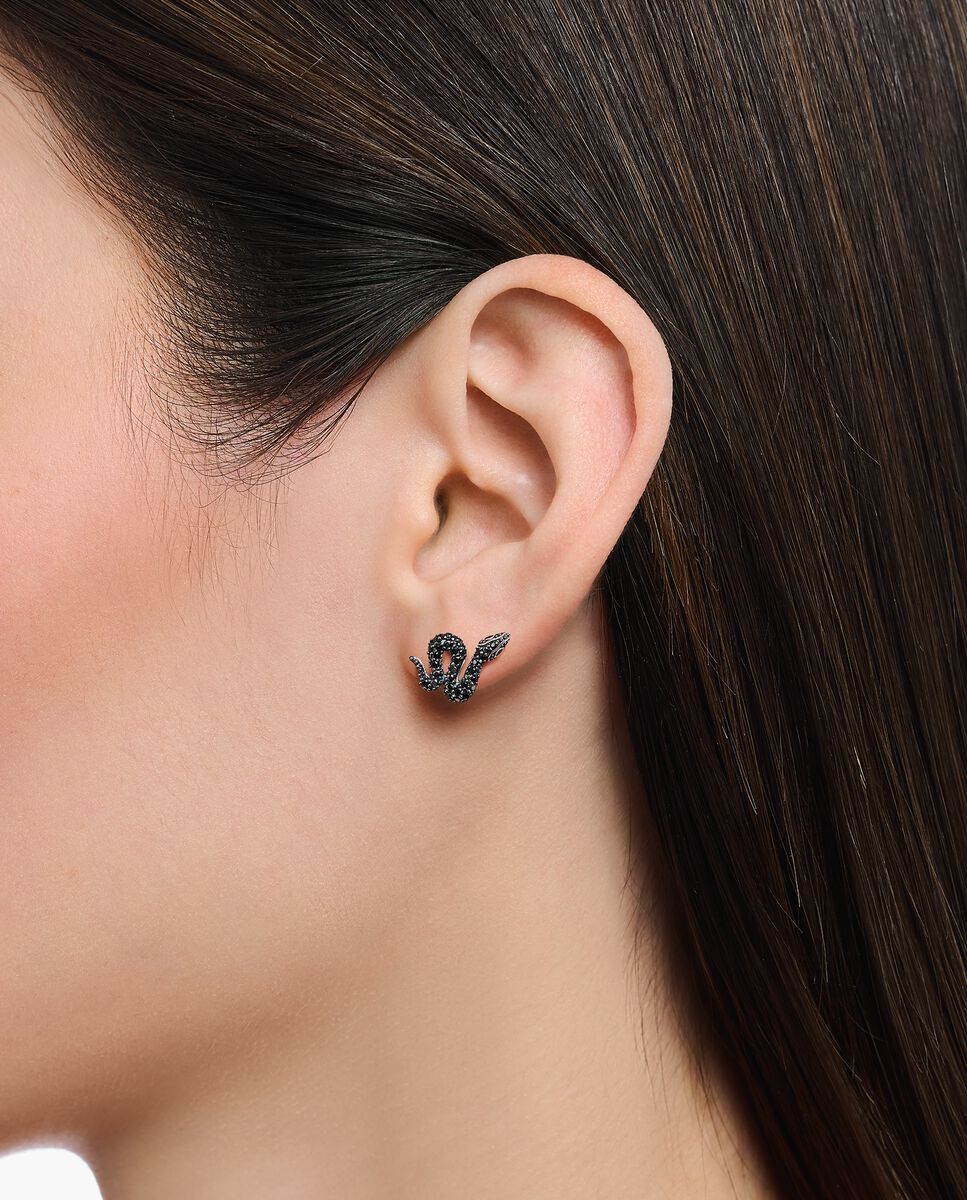 Pendientes pequeños de serpiente ennegrecida de plata con circonita negra - Thomas Sabo - Negro Negro-2