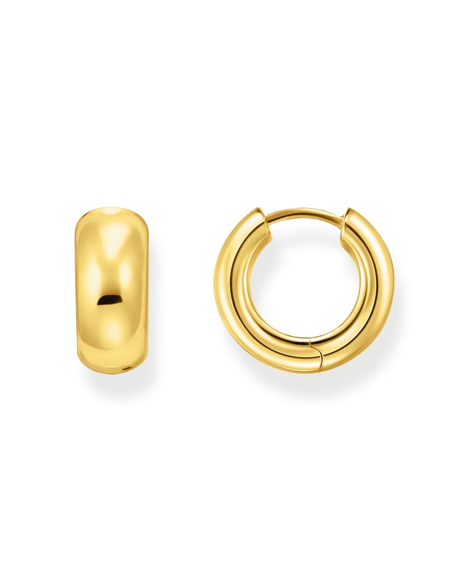 Pendientes de aro chapados en oro con diseño grueso Oro-1