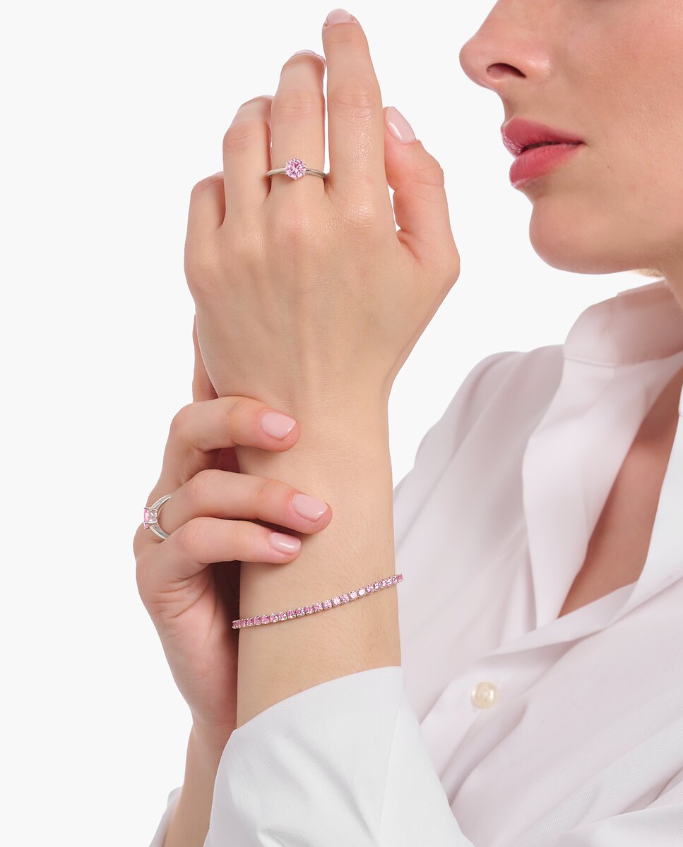 Anillo de plata con circonita rosa en talla brillante - Thomas Sabo - Plata Plata-2