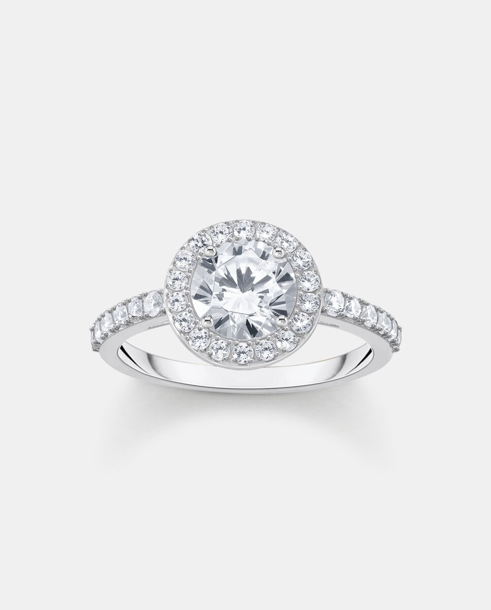 Anillo halo de plata con circonita blanca en talla brillante - Thomas Sabo - Plata Plata-1