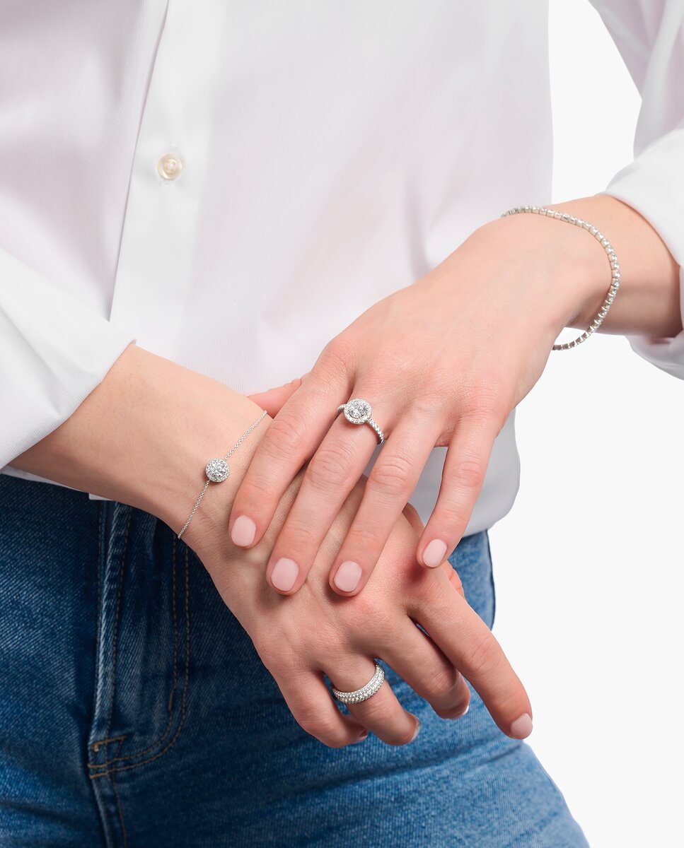 Anillo halo de plata con circonita blanca en talla brillante - Thomas Sabo - Plata Plata-2