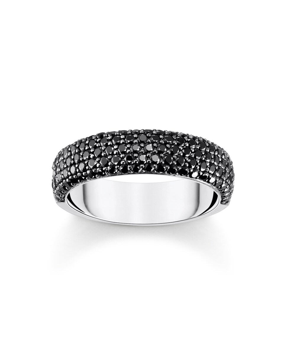 Anillo de plata con circonita negra y grabado Plata-1