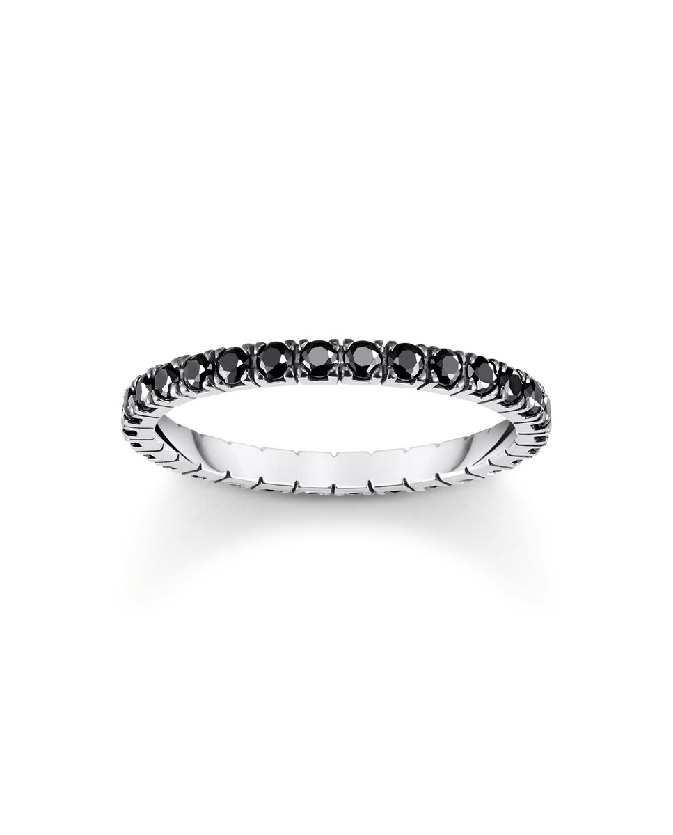 Anillo de plata de delicado diseño con circonita negra Plata-1