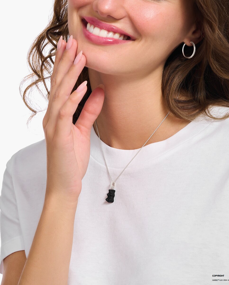 Cadena de plata con colgante de "osito de oro" negro y piedras de circonita - Thomas Sabo - Plata Plata-3