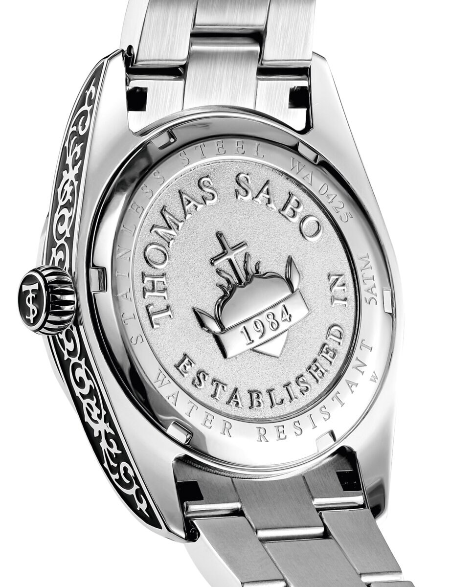 Reloj rebel at heart revive 36 mm acero inoxidable rojo oscuro diseño grabado - Thomas Sabo - Plata Plata-2