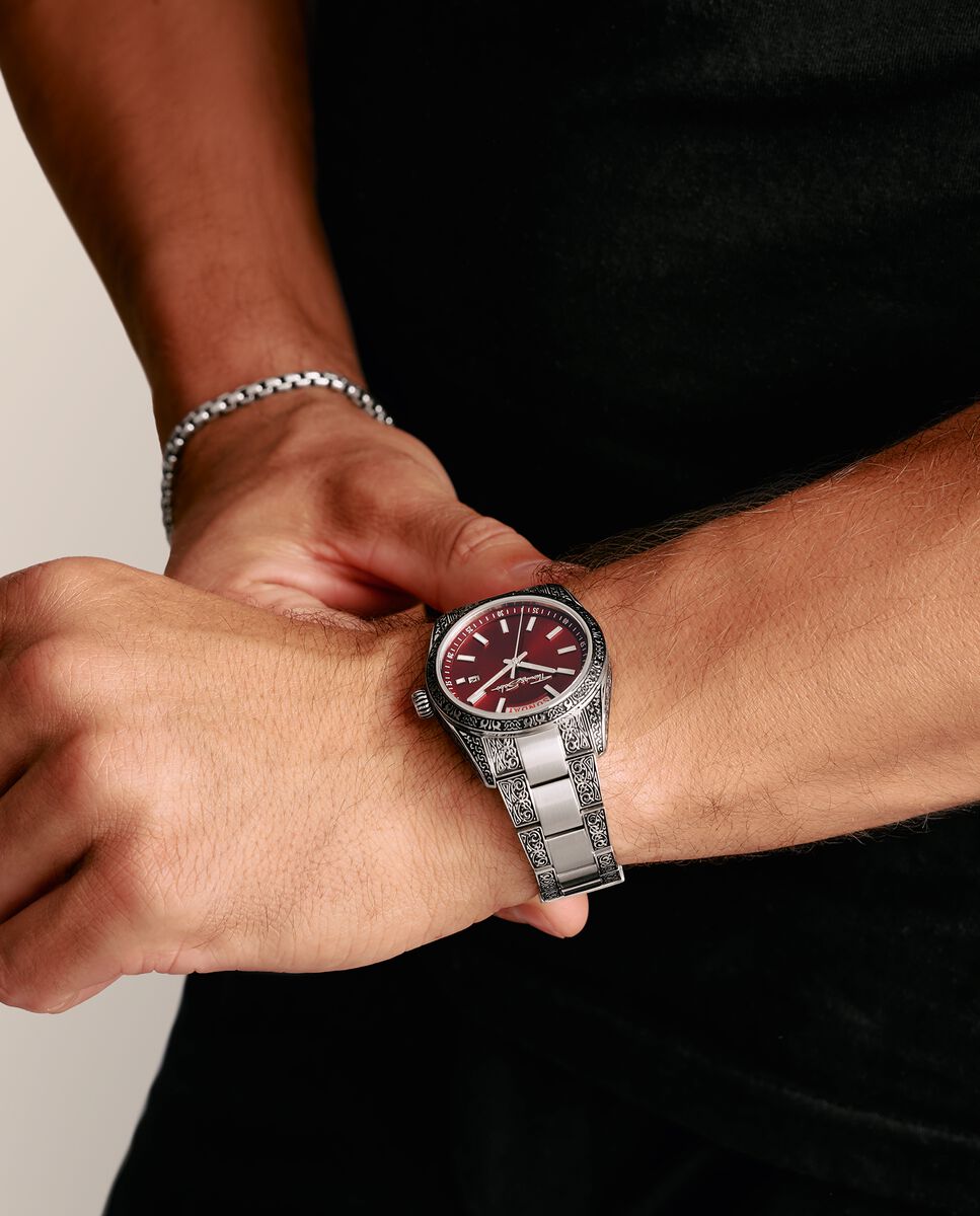 Reloj rebel at heart revive 36 mm acero inoxidable rojo oscuro diseño grabado - Thomas Sabo - Plata Plata-4